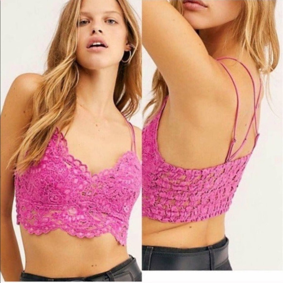 Free People Other - FREE PEOPLE Bralette Celine Velvet Lace Candy Sz S NWT